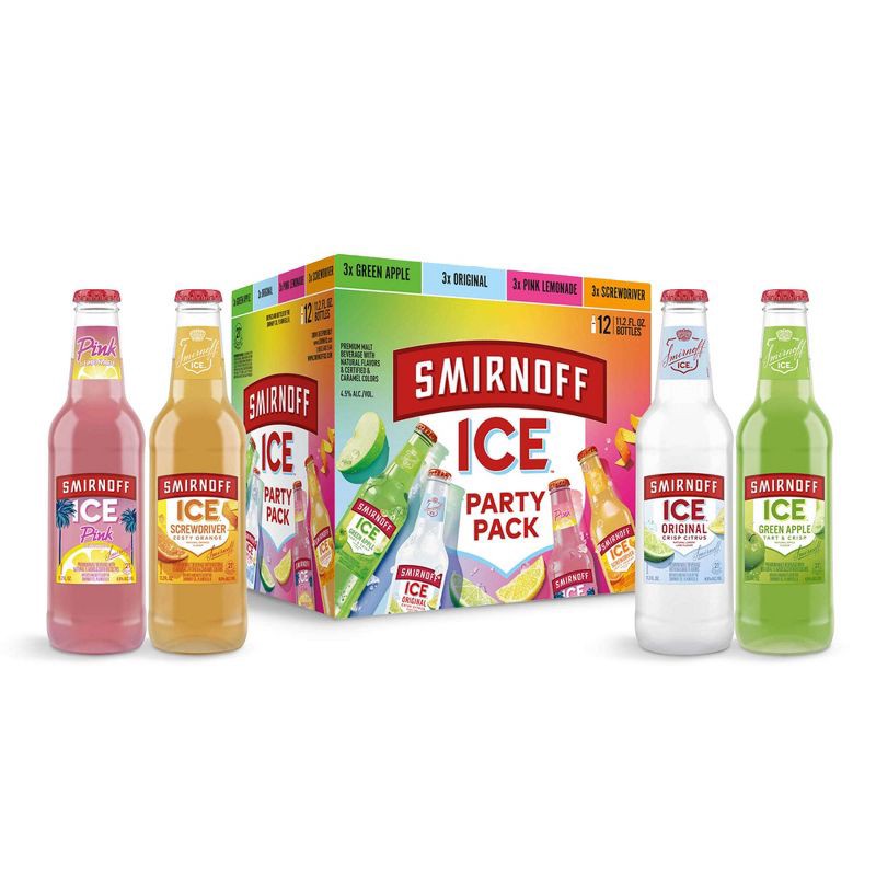 slide 1 of 9, Smirnoff Ice Party Pack - 12pk/11.2 fl oz Bottles, 12 ct, 11.2 fl oz