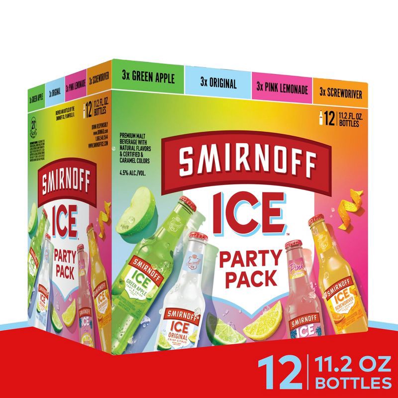 slide 1 of 9, Smirnoff Ice Party Pack - 12pk/11.2 fl oz Bottles, 12 ct, 11.2 fl oz