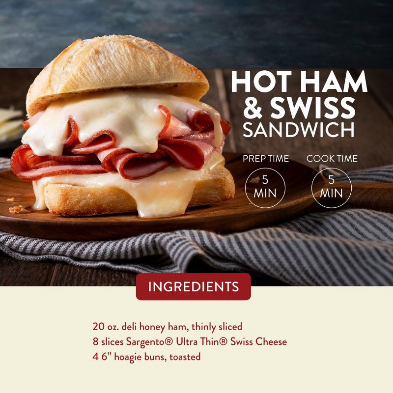 slide 4 of 8, Sargento Ultra Thin Natural Swiss Cheese Slices - 6.84oz/18 slices, 6.84 oz