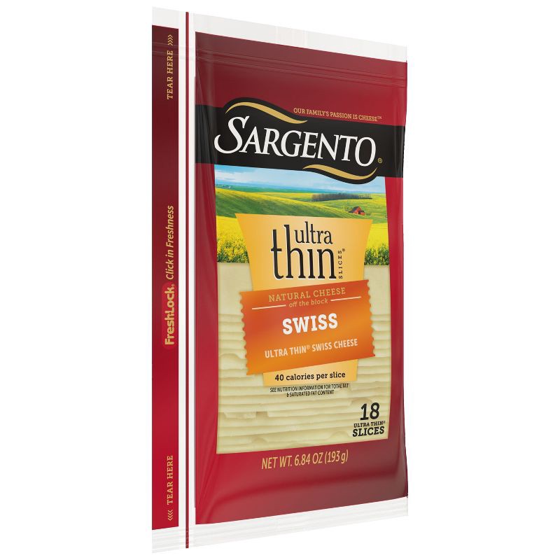 slide 4 of 8, Sargento Ultra Thin Natural Swiss Cheese Slices - 6.84oz/18 slices, 6.84 oz