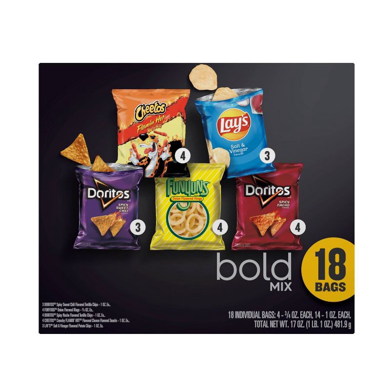 slide 2 of 9, Frito-Lay Snacks Bold Mix Variety Pack - 18ct/17oz, 18 ct, 17 oz