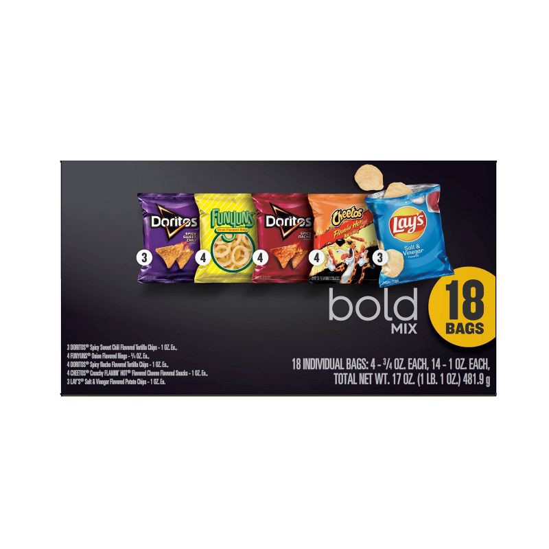 slide 7 of 9, Frito-Lay Snacks Bold Mix Variety Pack - 18ct/17oz, 18 ct, 17 oz