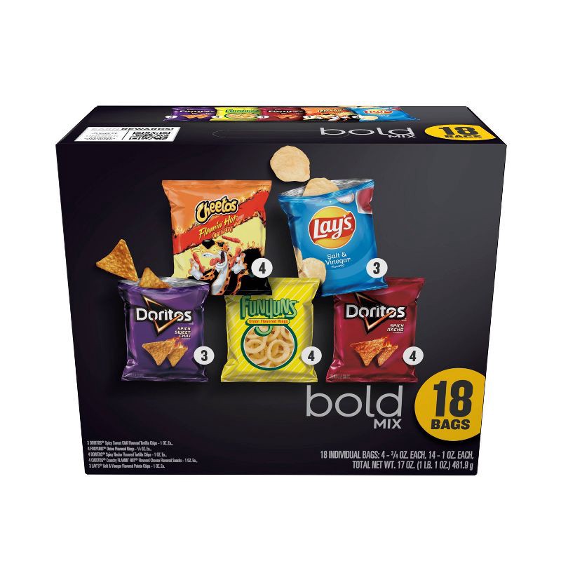 slide 1 of 9, Frito-Lay Snacks Bold Mix Variety Pack - 18ct/17oz, 18 ct, 17 oz