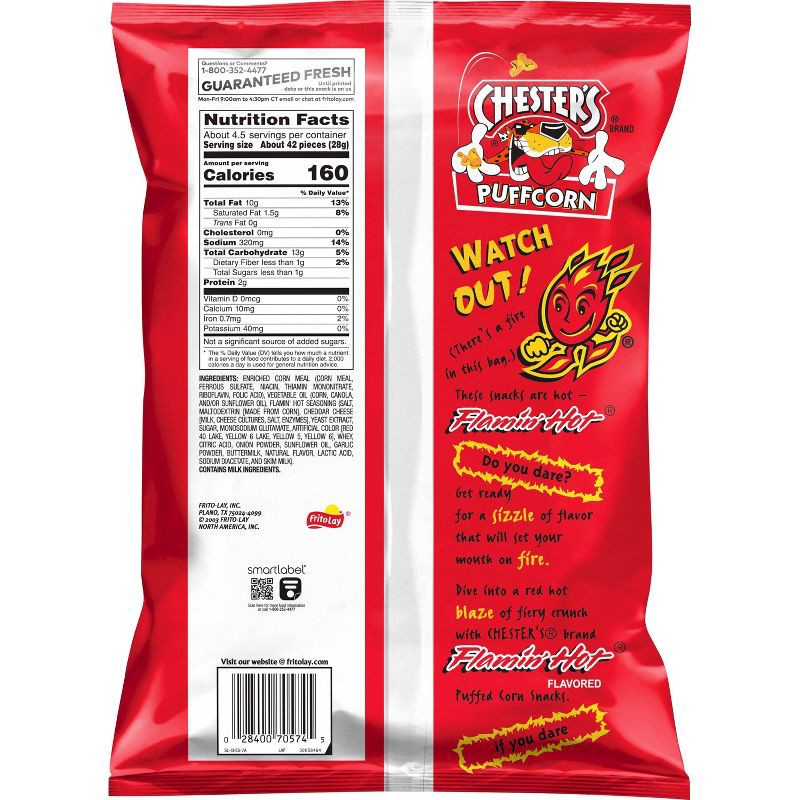 slide 2 of 5, Chester's Puffcorn Flamin' Hot Puffed Corn Snacks - 4.25oz, 4.25 oz