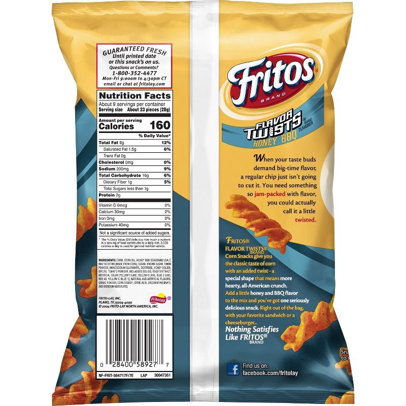 slide 2 of 3, Fritos Honey BBQ Twists Corn Chips - 9.25oz, 9.25 oz
