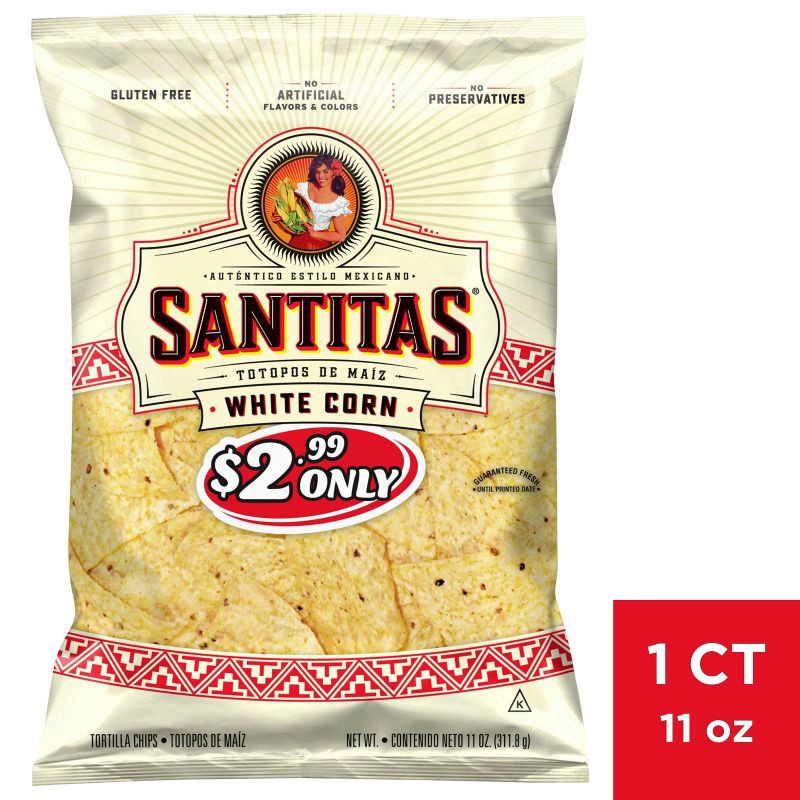 slide 1 of 4, Santitas White Corn Tortilla Chips - 11oz, 11 oz