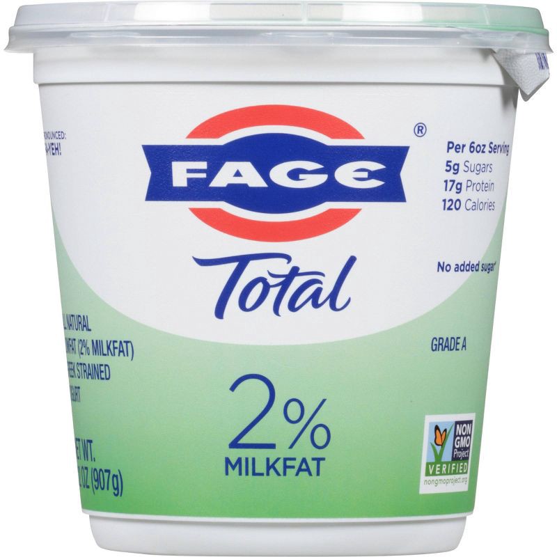 slide 2 of 3, FAGE Total 2% Milkfat Plain Greek Yogurt - 32oz, 32 oz