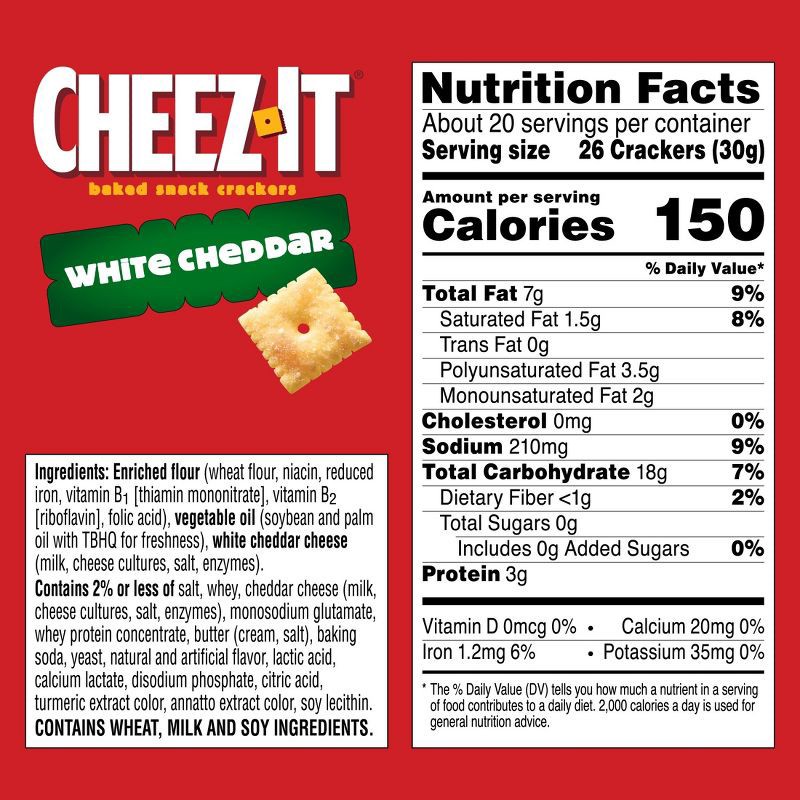 slide 8 of 10, Cheez-It White Cheddar Baked Snack Crackers - 21oz, 21 oz