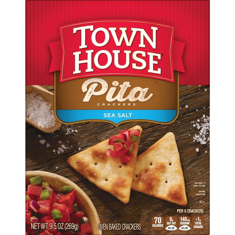 slide 8 of 9, Town House Pita Oven Baked Crackers Sea Salt - 9.5oz, 9.5 oz