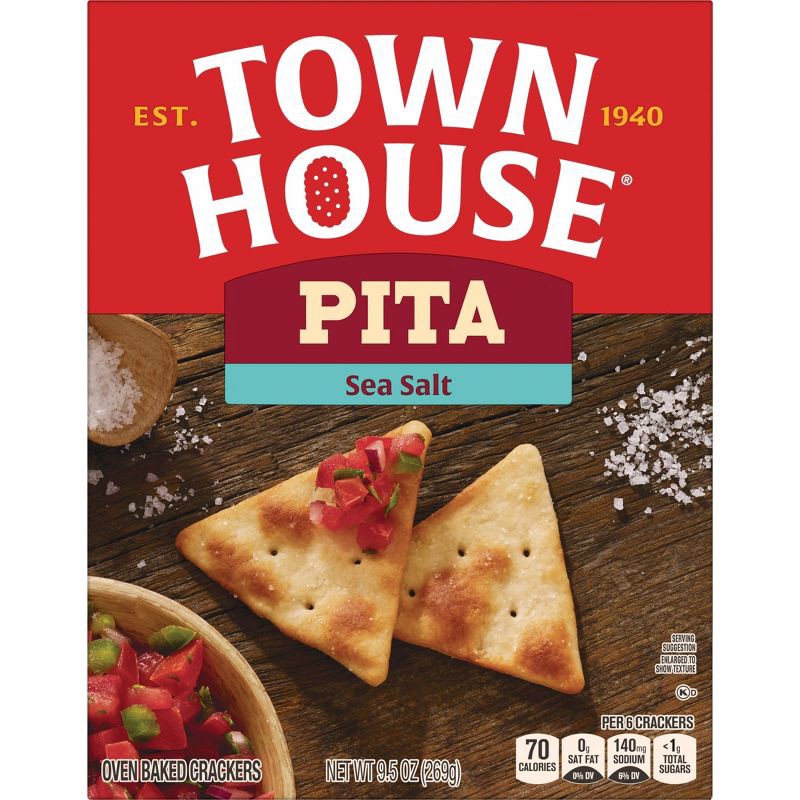 slide 9 of 10, Town House Pita Oven Baked Crackers Sea Salt - 9.5oz, 9.5 oz