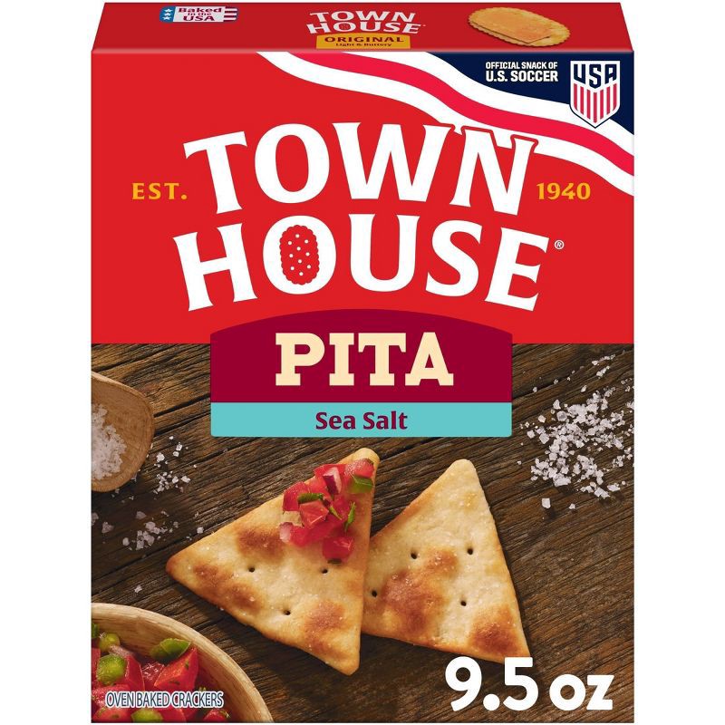 slide 1 of 10, Town House Pita Oven Baked Crackers Sea Salt - 9.5oz, 9.5 oz
