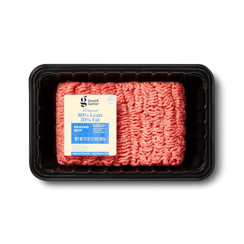 slide 1 of 3, All Natural 80/20 Ground Beef - 2lbs - Good & Gather™, 2 lb