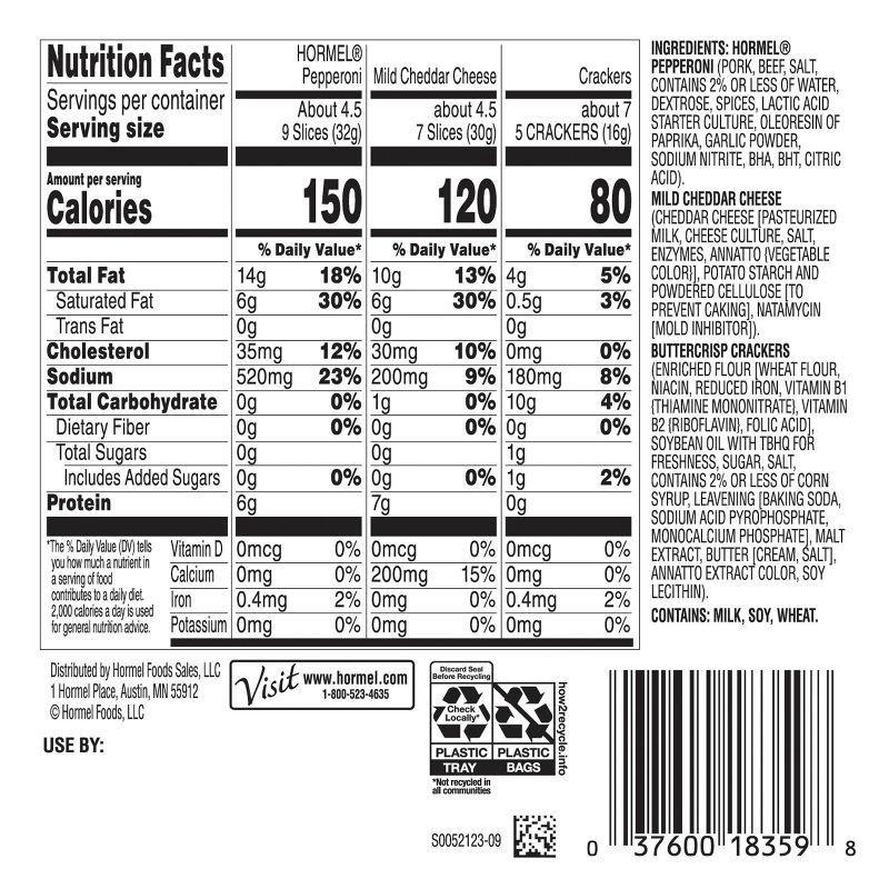 slide 5 of 9, Hormel Gatherings Pepperoni, Cheddar Cheese & Crackers Charcuterie Snack Tray - 14oz, 14 oz