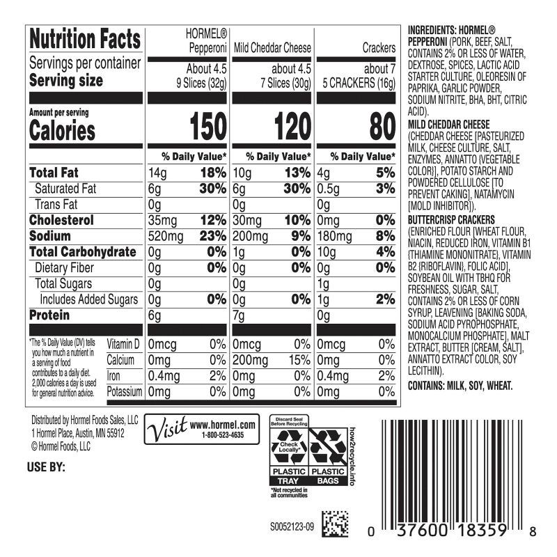 slide 4 of 9, Hormel Gatherings Pepperoni, Cheddar Cheese & Crackers Snack Tray - 14oz, 14 oz