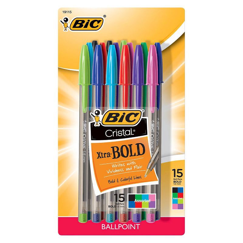 slide 1 of 4, BIC Xtra Bold Ballpoint Pens, 15ct - Multicolor, 15 ct