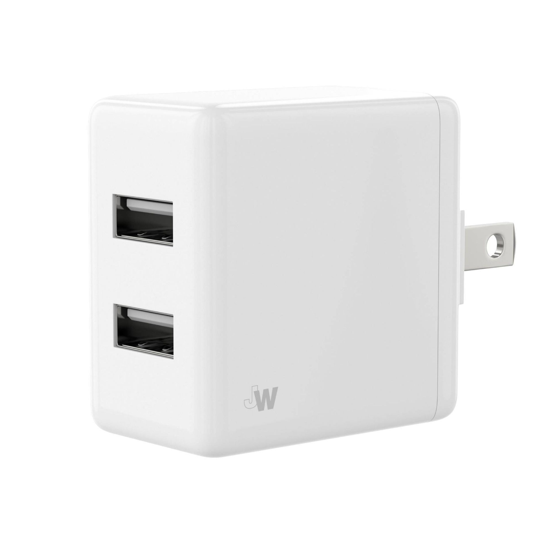 slide 1 of 1, Just Wireless Dual USB Home Charger 2.4 Amp No Cable - White, 1 ct