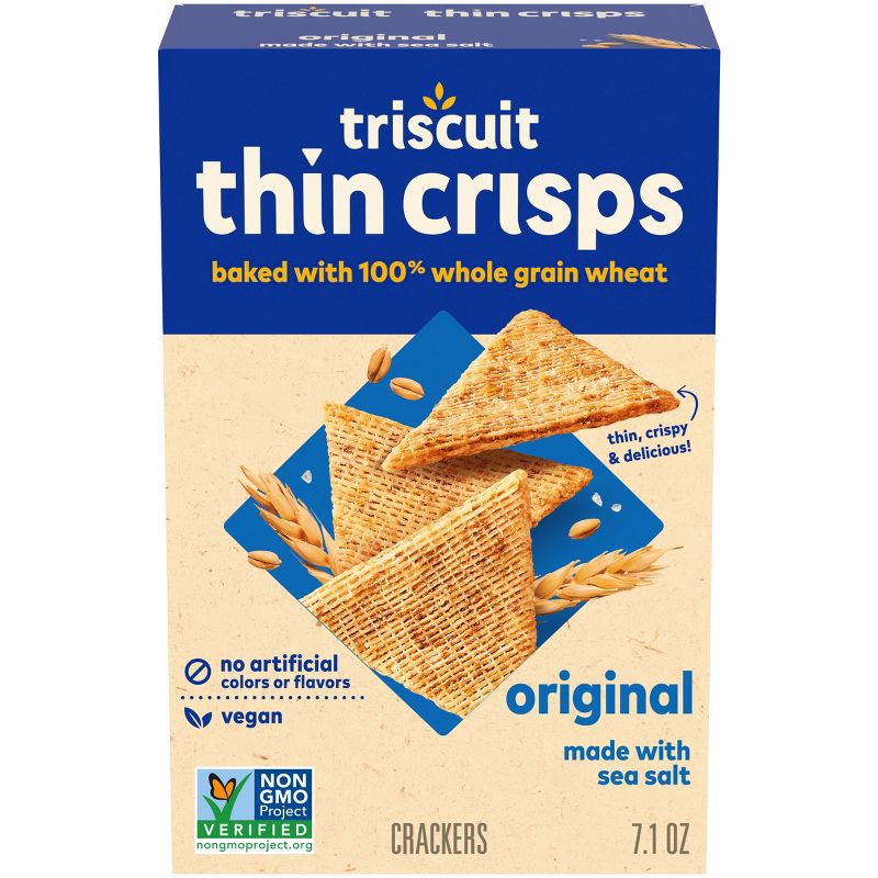 slide 1 of 14, Triscuit Thin Crisps Whole Grain Wheat Vegan Crackers - 7.1oz, 7.1 oz