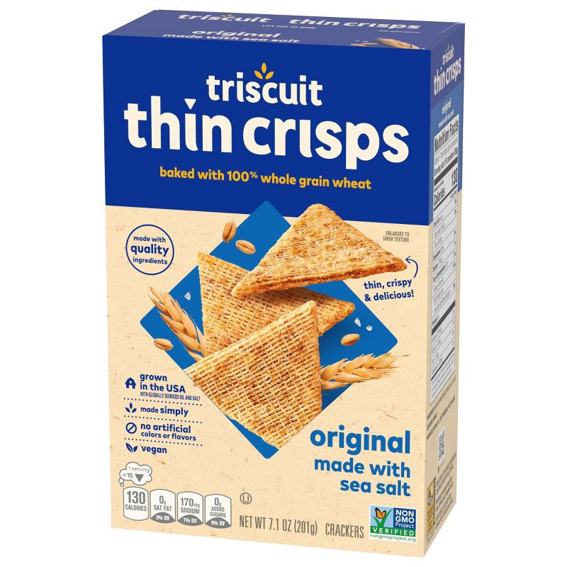 slide 8 of 14, Triscuit Thin Crisps Whole Grain Wheat Vegan Crackers - 7.1oz, 7.1 oz