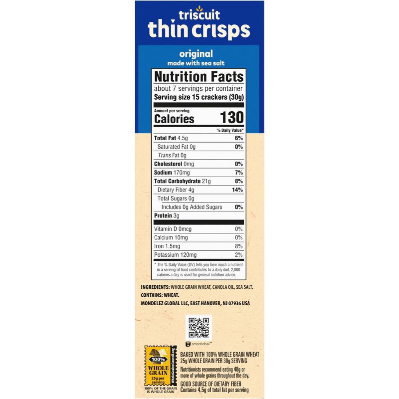 slide 5 of 14, Triscuit Thin Crisps Original Whole Grain Vegan Wheat Crackers - 7.1oz, 7.1 oz