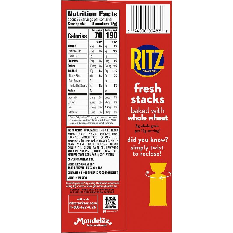 slide 12 of 18, Ritz Whole Wheat Crackers - Fresh Stacks - 11.6oz, 11.6 oz