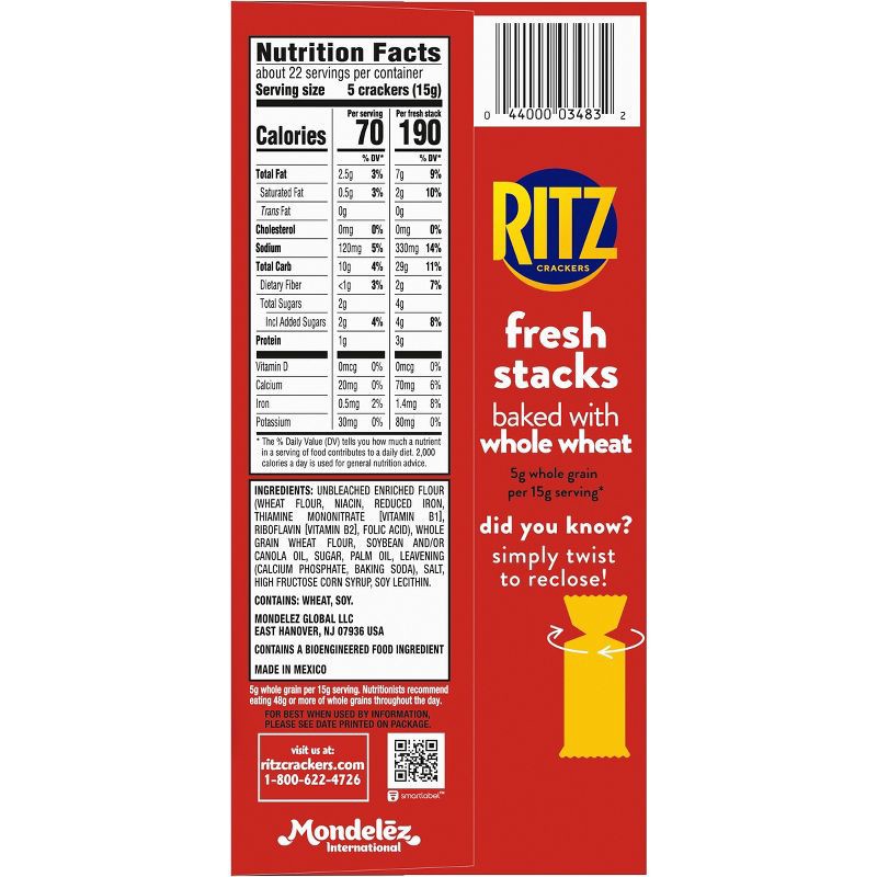 slide 19 of 19, RITZ Fresh Stacks Whole Wheat Crackers Travel Snacks - 11.6oz, 11.6 oz