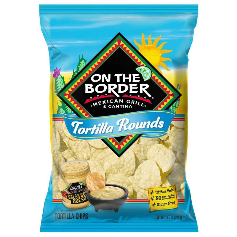 slide 1 of 3, On The Border Premium Rounds Tortilla Chips - 10.5oz, 10.5 oz