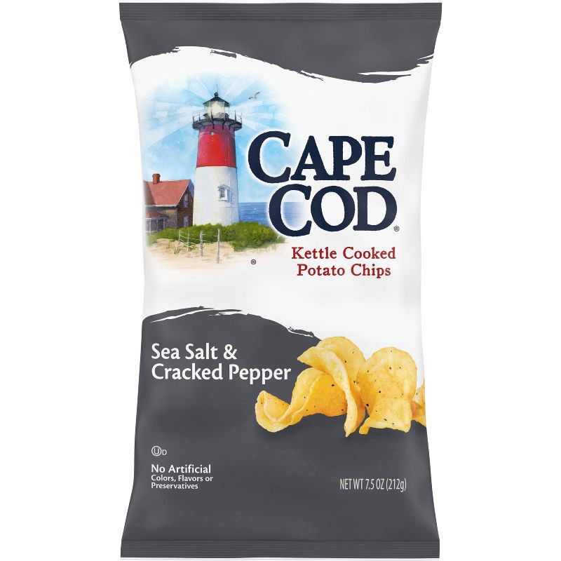 slide 1 of 5, Cape Cod Potato Chips Sea Salt and Cracked Pepper Kettle Chips - 7.5oz, 7.5 oz