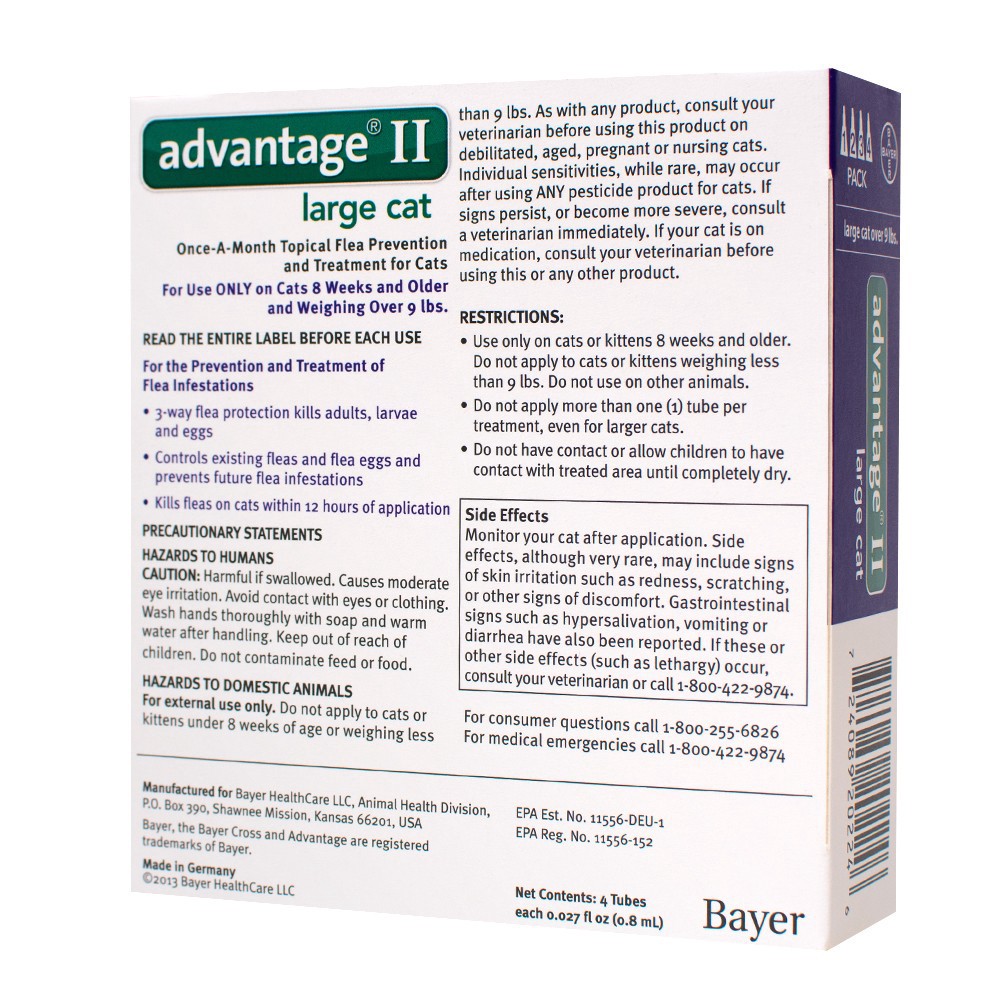 slide 2 of 3, Bayer Advantage II Topical Flea Prevention and Treatment - Large Cats - 4pk, 4 ct