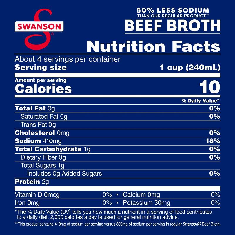 slide 3 of 14, Swanson 100% Natural Gluten Free 50% Less Sodium Beef Broth - 32oz, 32 oz