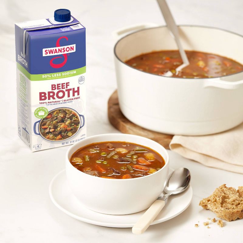 slide 9 of 14, Swanson 100% Natural Gluten Free 50% Less Sodium Beef Broth - 32oz, 32 oz