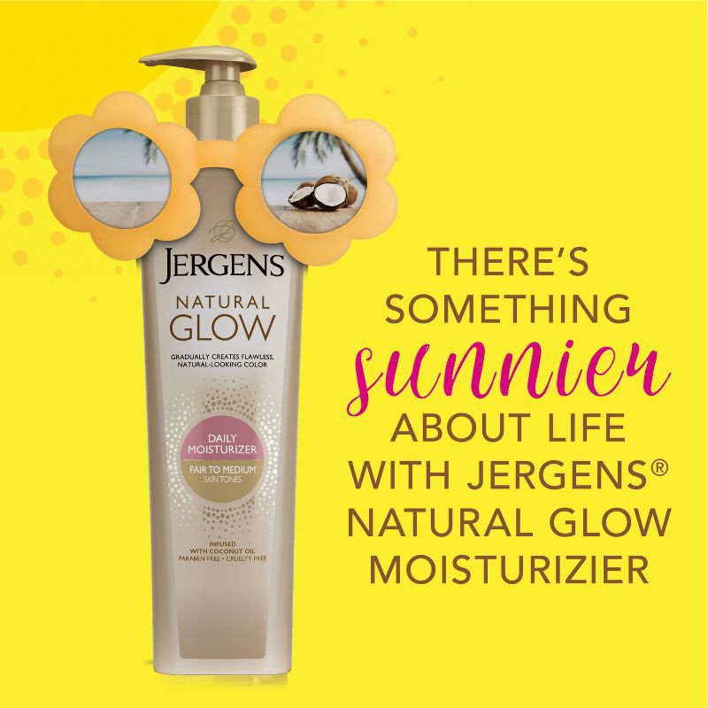 slide 4 of 8, Jergens Natural Glow Daily Moisturizer, Self Tanner Lotion, Fair To Medium Tone, Sunless Tanning - 10 fl oz, 10 fl oz