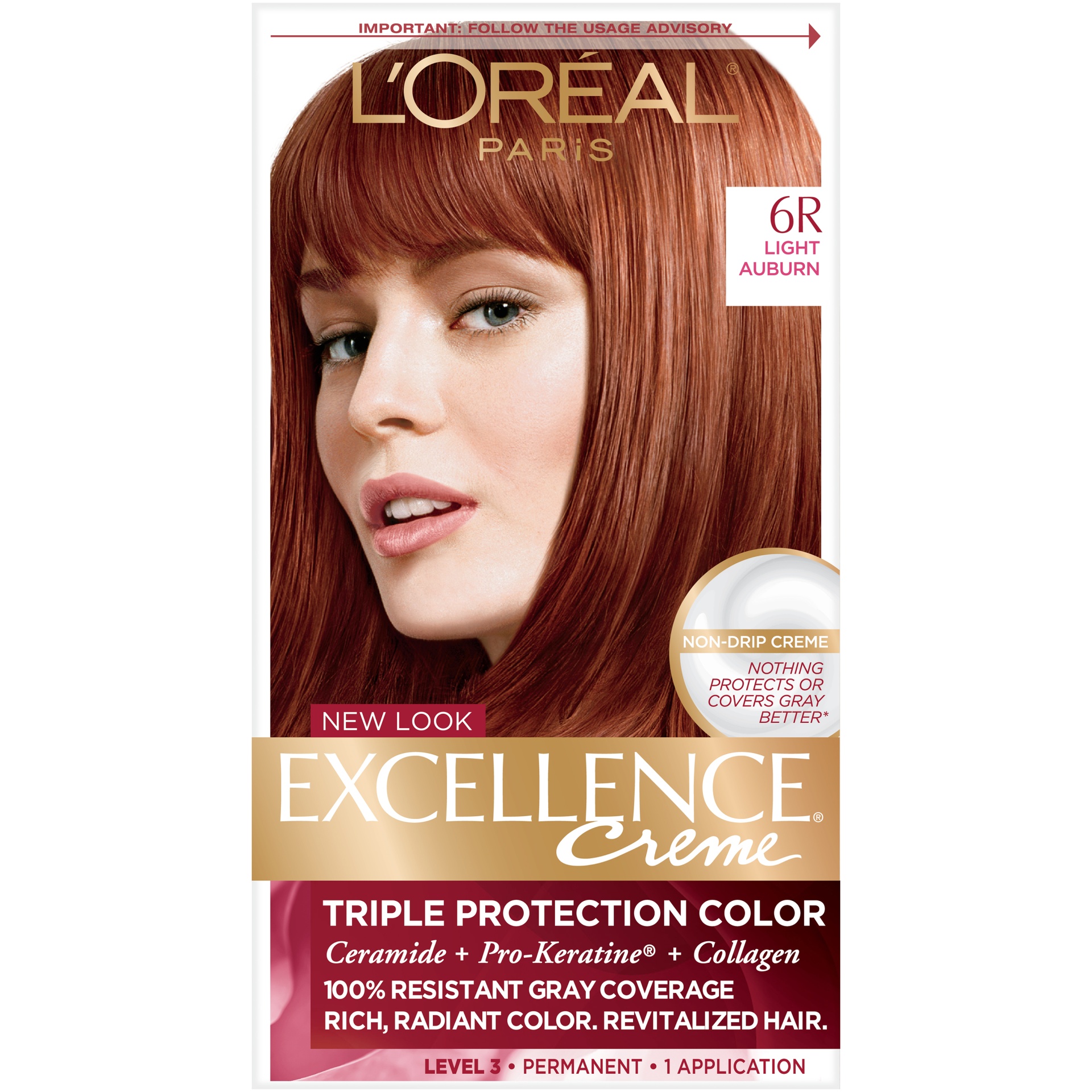 slide 6 of 8, L'Oréal Excellence Triple Protection Permanent Hair Color - 18 fl oz - 6R Light Auburn - 1 kit, 18 fl oz