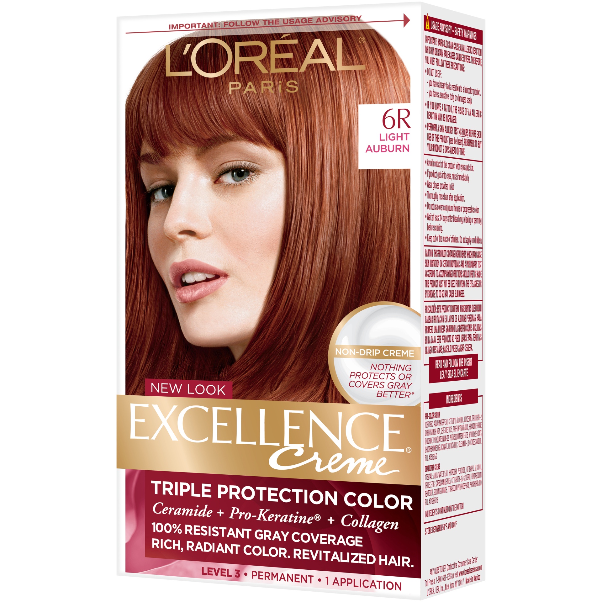 slide 8 of 8, L'Oréal Excellence Triple Protection Permanent Hair Color - 18 fl oz - 6R Light Auburn - 1 kit, 18 fl oz