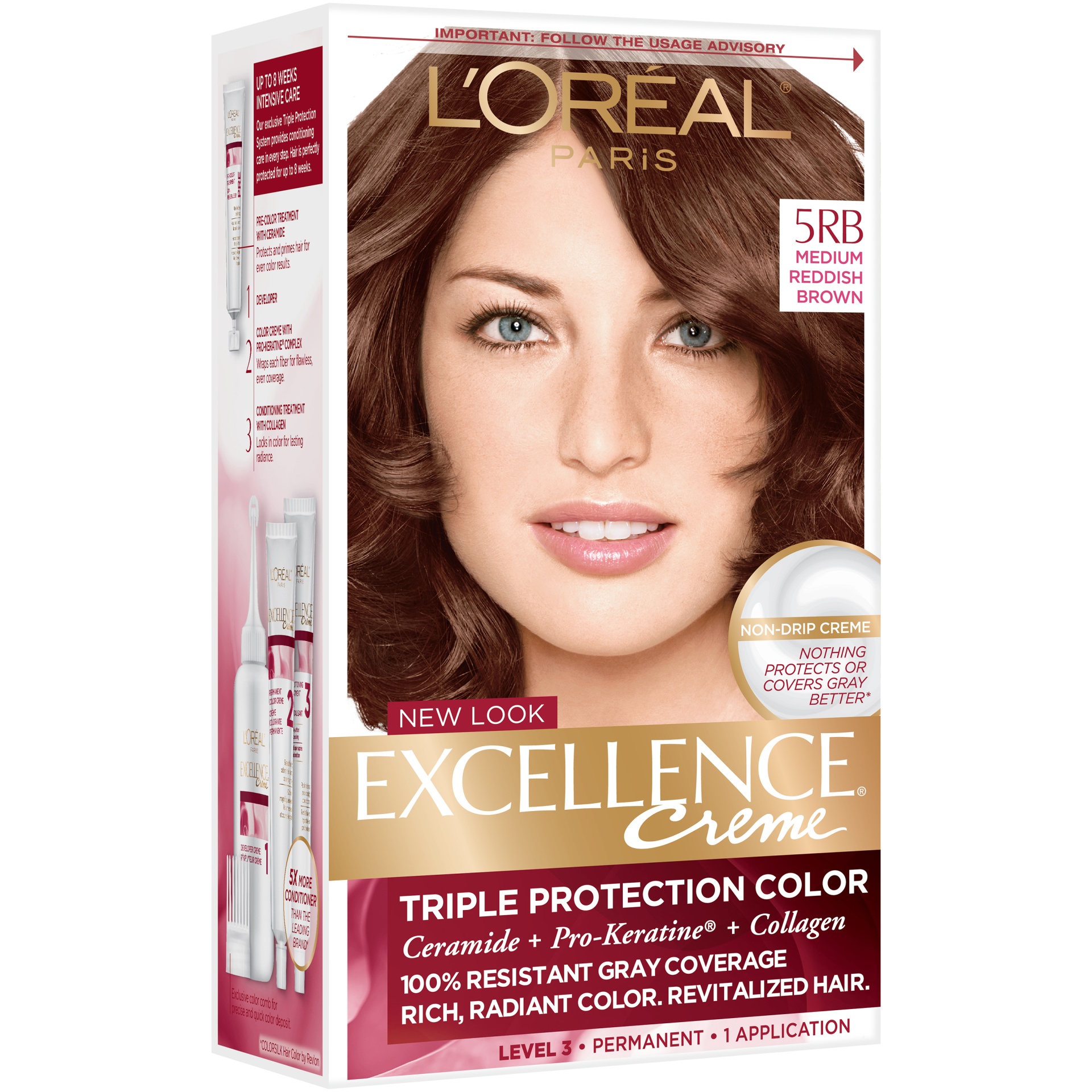 slide 3 of 8, L'Oréal L'Oreal Paris Excellence Triple Protection Permanent Hair Color - 21 fl oz - 5RB M Reddish Brown - 1 kit, 21 fl oz