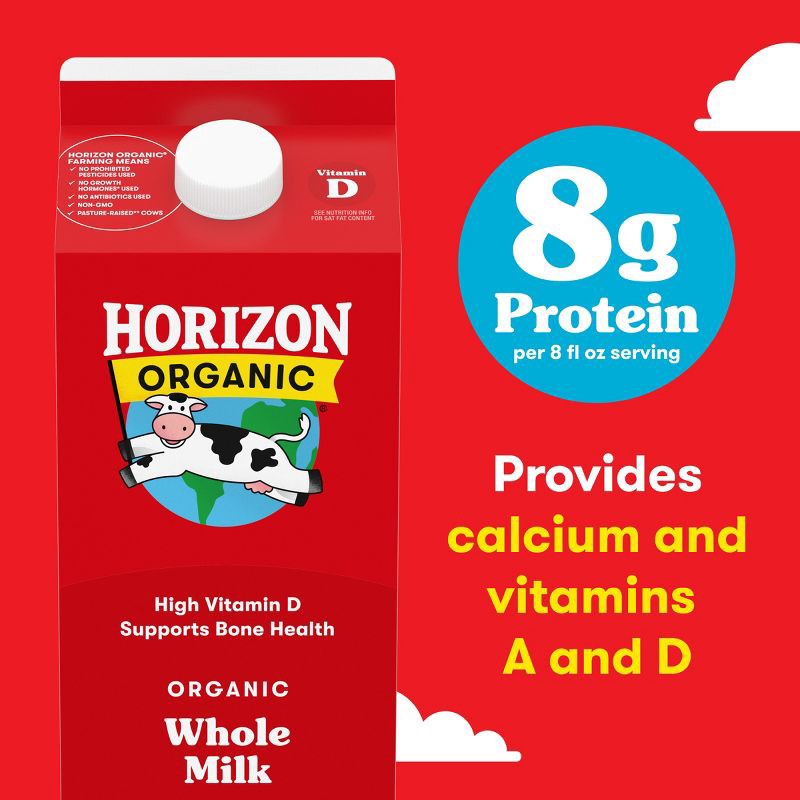 slide 7 of 10, Horizon Organic Whole High Vitamin D Milk - 0.5gal, 1/2 gal