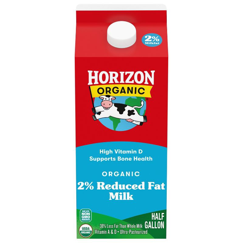 slide 1 of 9, Horizon Organic 2% Reduced Fat Milk - 0.5gal, 1/2 gal