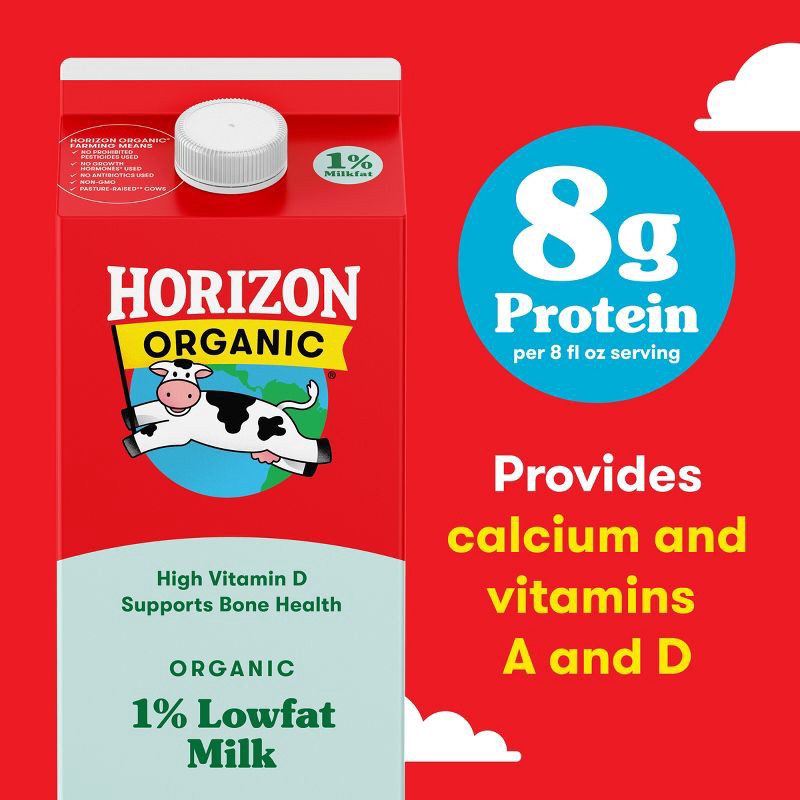 slide 7 of 10, Horizon Organic 1% Lowfat Milk - 0.5gal, 1/2 gal