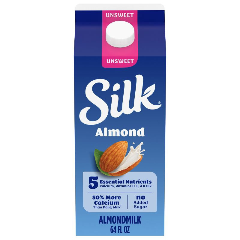 slide 1 of 12, Silk Unsweetened Almond Milk - 0.5gal, 1/2 gal