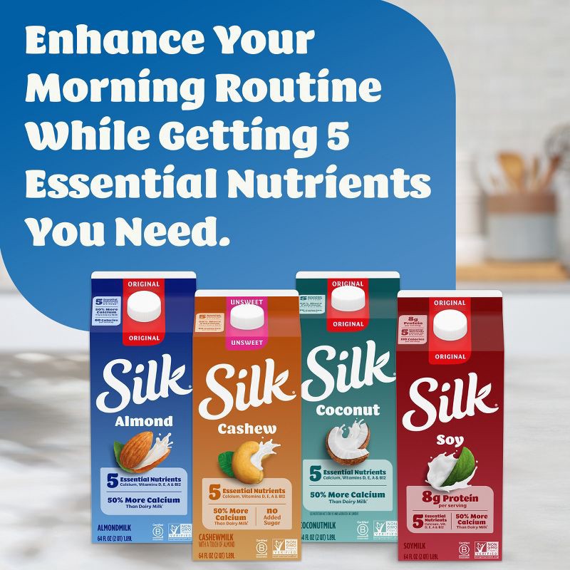 slide 7 of 12, Silk Unsweetened Vanilla Almond Milk - 0.5gal, 1/2 gal