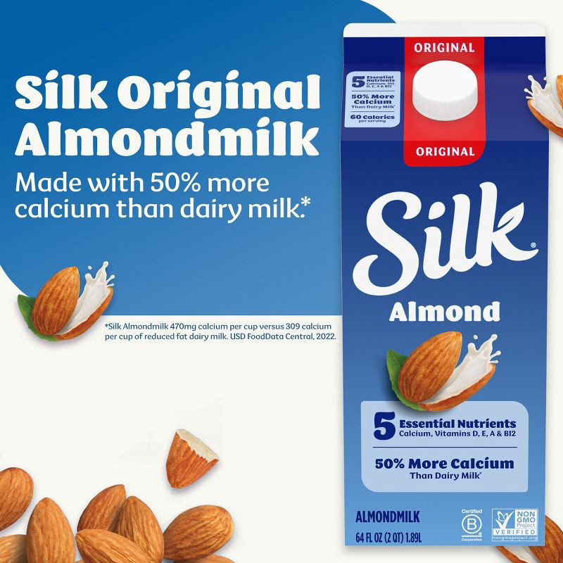 slide 3 of 12, Silk Original Almond Milk - 0.5gal, 1/2 gal