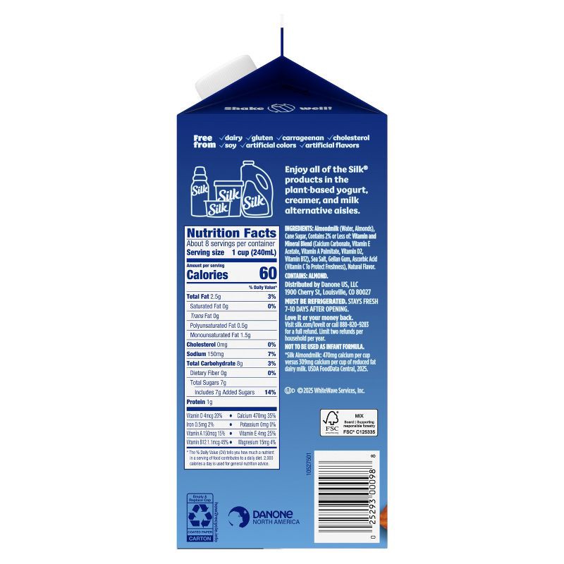 slide 10 of 12, Silk Original Almond Milk - 0.5gal, 1/2 gal