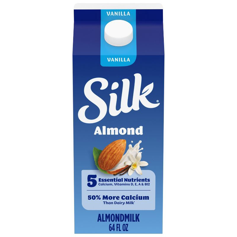 slide 1 of 12, Silk Vanilla Almond Milk - 0.5gal, 1/2 gal