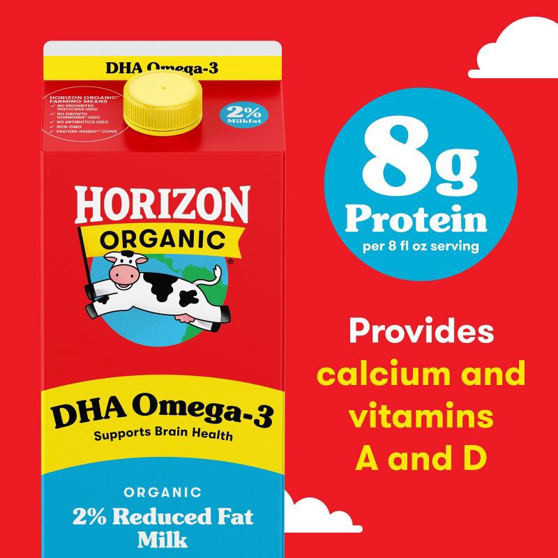 slide 7 of 11, Horizon Organic 2% Reduced Fat DHA Omega - 3 Milk - 0.5gal, 1/2 gal