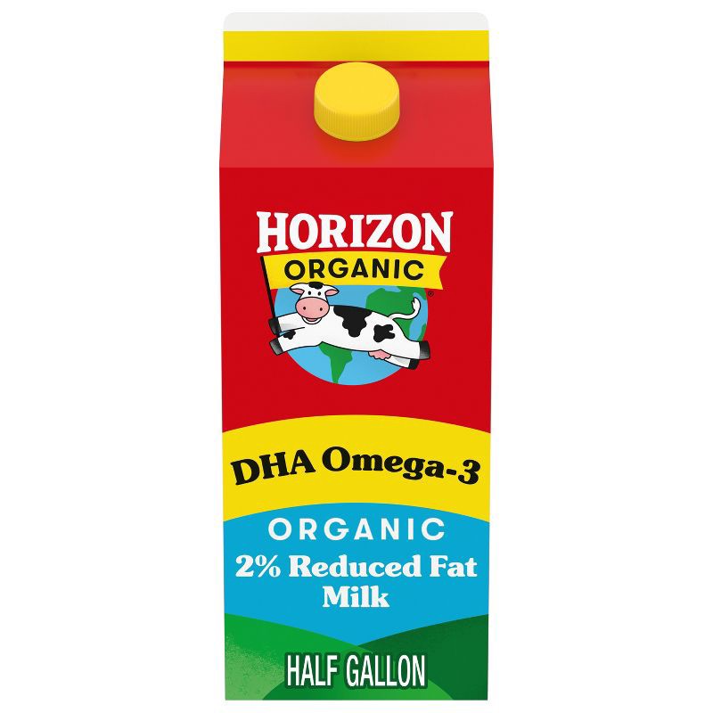 slide 1 of 8, Horizon Organic 2% Reduced Fat DHA Omega-3 Milk - 0.5gal, 1/2 gal