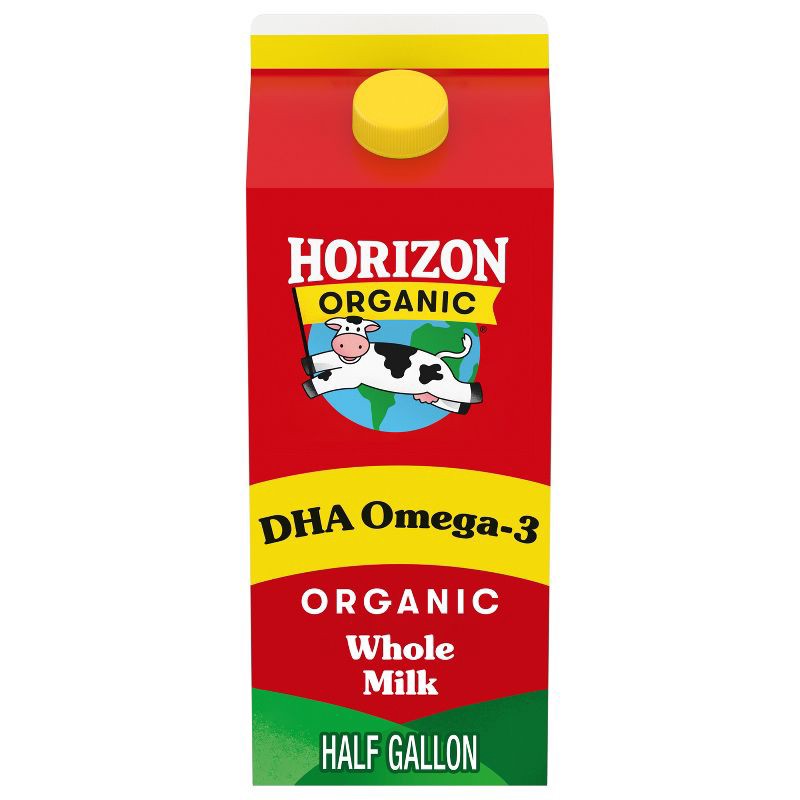 slide 1 of 7, Horizon Organic Whole DHA Omega-3 Milk - 0.5gal, 1/2 gal