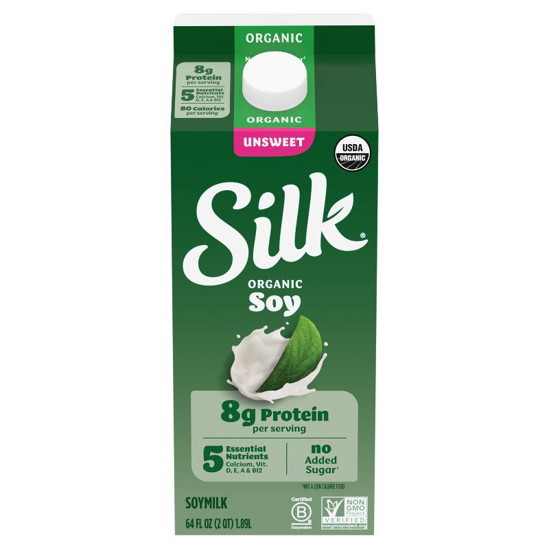 slide 1 of 12, Silk Organic Unsweetened Soy Milk - 0.5gal, 1/2 gal