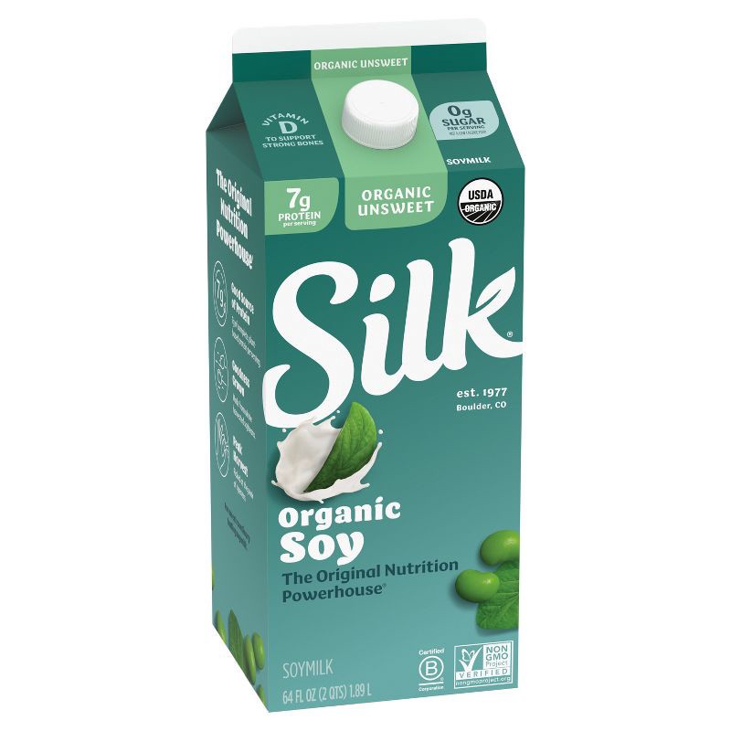 slide 6 of 10, Silk Organic Unsweetened Soy Milk - 0.5gal, 1/2 gal