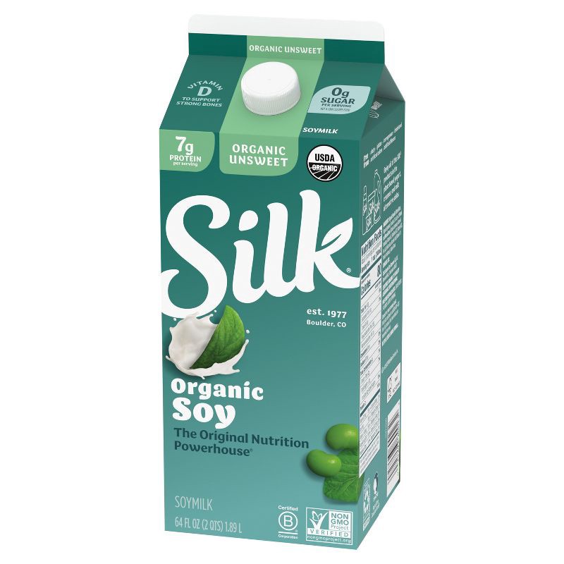 slide 7 of 10, Silk Organic Unsweetened Soy Milk - 0.5gal, 1/2 gal