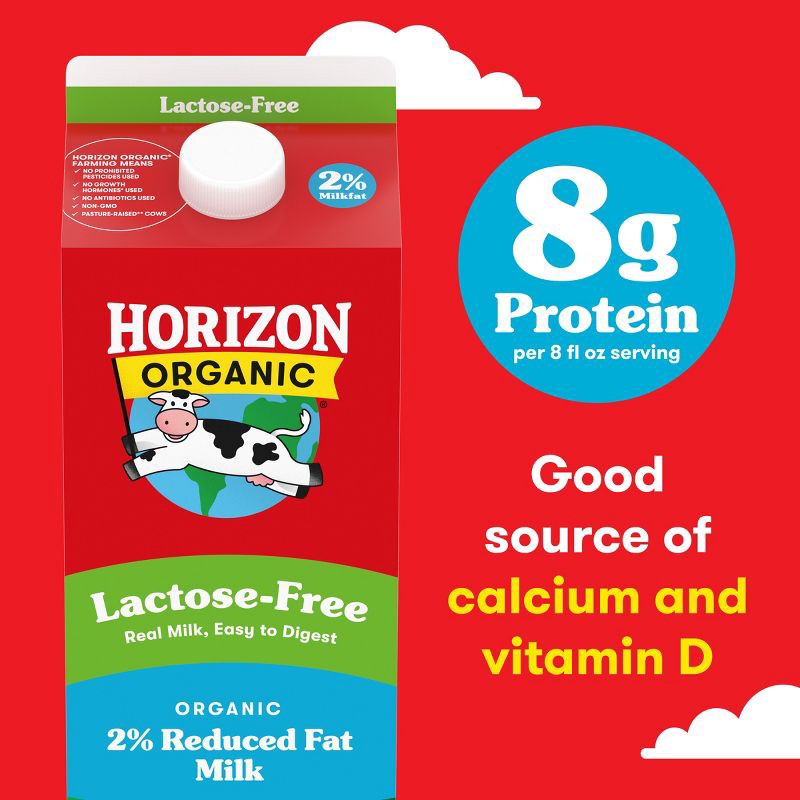 slide 7 of 10, Horizon Organic 2% Reduced Fat Lactose-Free Milk - 0.5gal, 1/2 gal