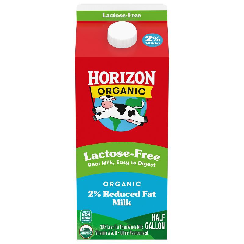 slide 1 of 10, Horizon Organic 2% Reduced Fat Lactose-Free Milk - 0.5gal, 1/2 gal